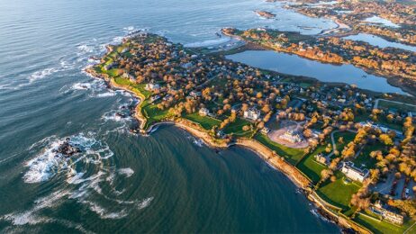 An aerial picture of Newport, Rhode Island.