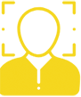 The EventScan icon. A yellow silhouette of a person with a square