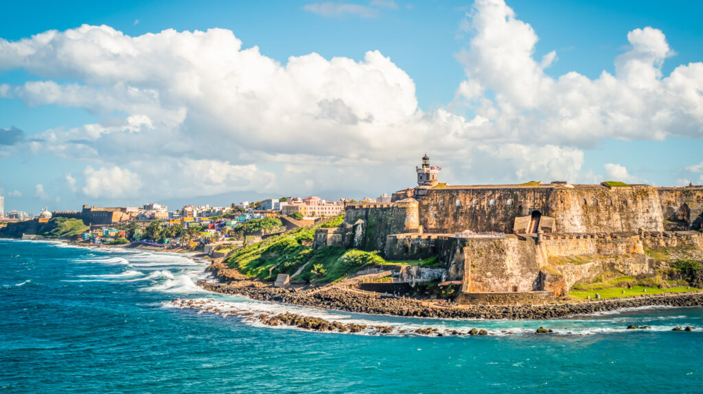 Castillo San Felipe del Morro fortress on the coastline of Old San Juan, Puerto Rico
