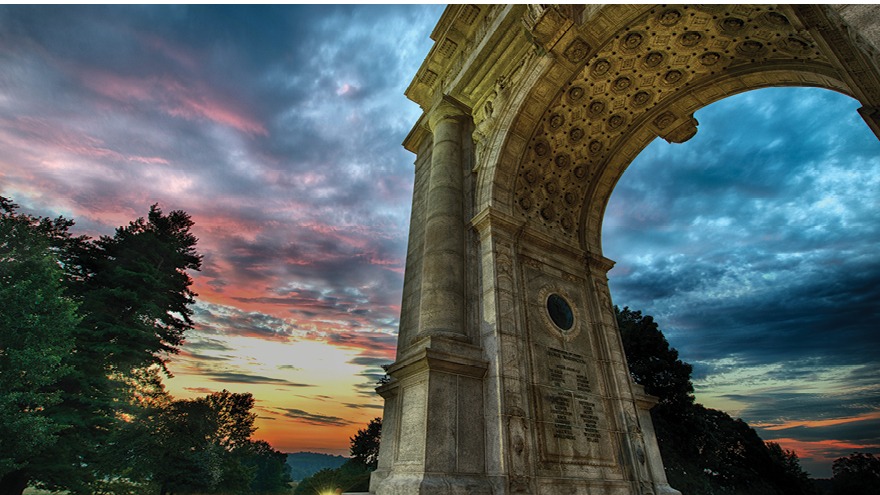 The underside of a triumphal arch in Valley Forge & Montgomery County.