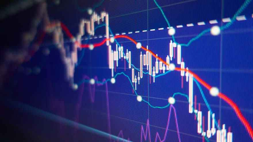 A chart with lines trending downwards