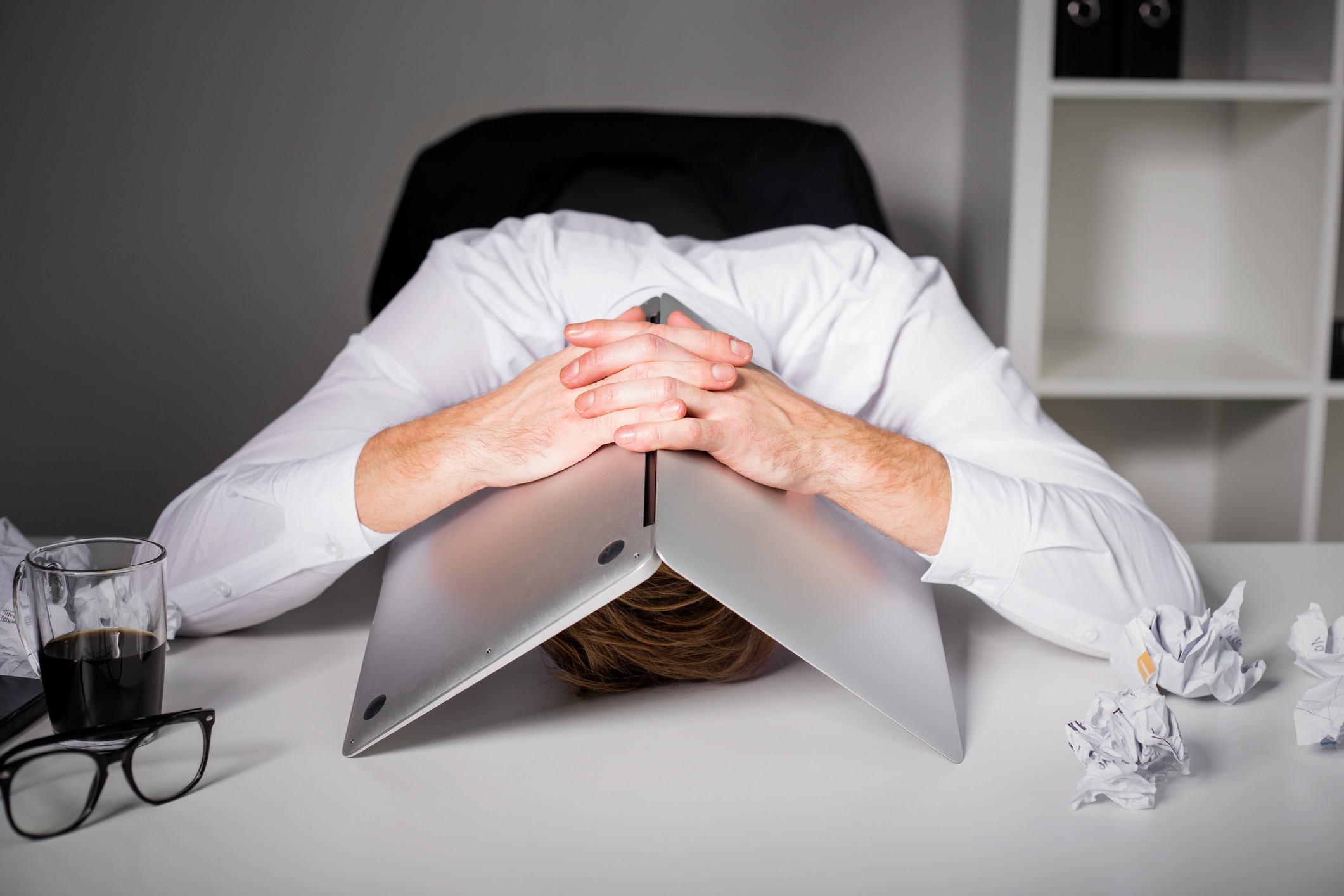 man frustrated with laptop