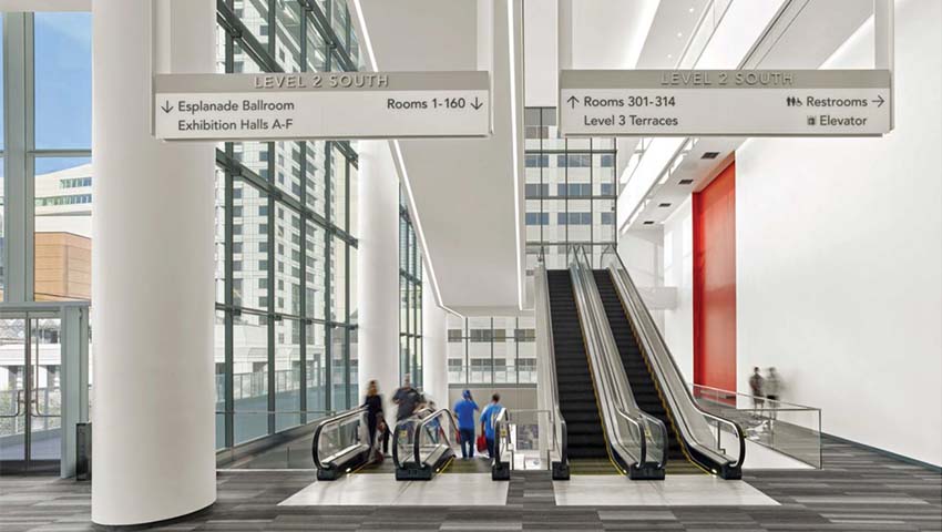 The escalators in Moscone Center in San Francisco