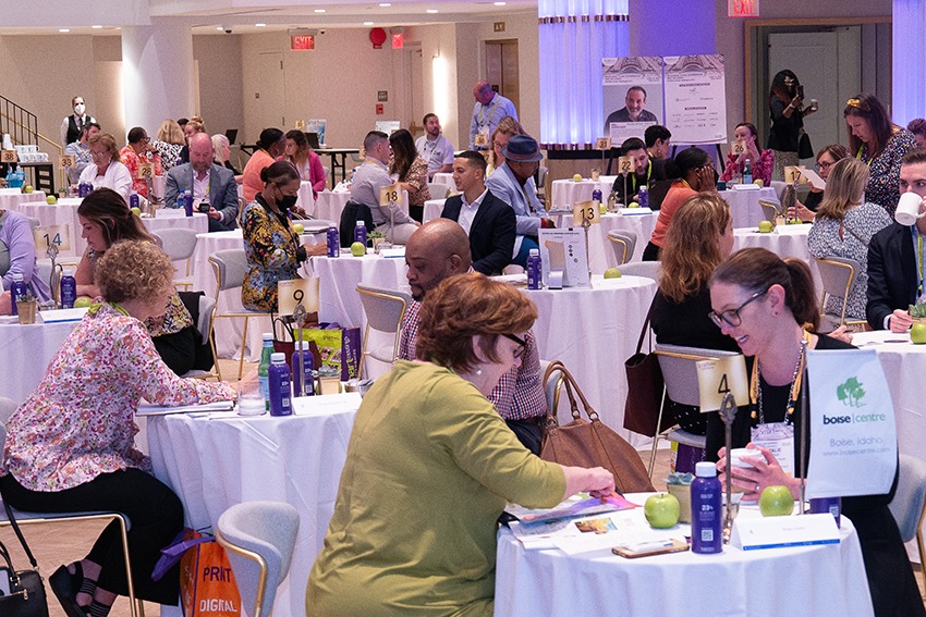 A series of round tables with people attending the Smart Meetings Mid-Atlantic Summit.