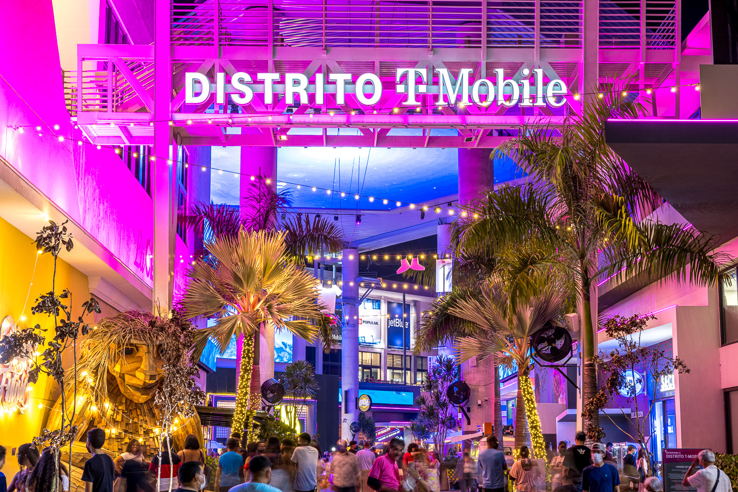 exterior of distrito t mobile entertainment and retail complex in san juan, puerto rico