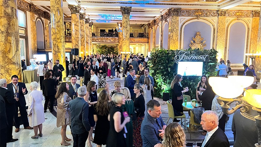 attendees gathering in meeting space at fairmont san francisco hotel for accor