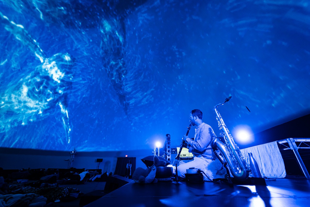 Miller playing his music to an audience