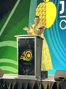 Joyce Leveston on stage at Javits Center
