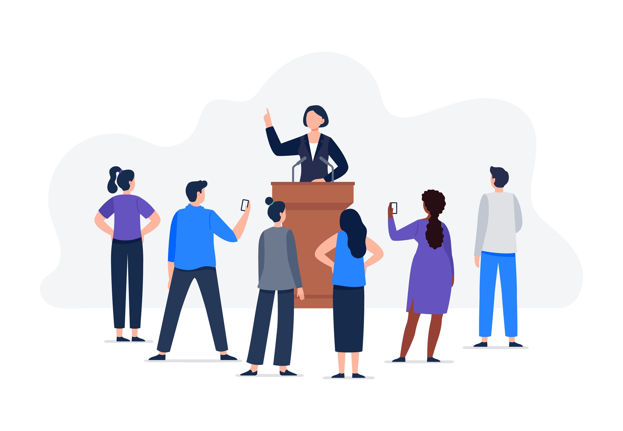 illustration of congresswoman speaking to constituency