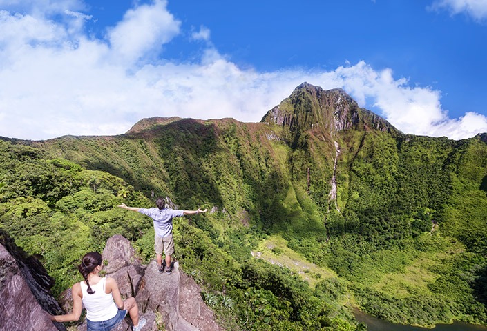 Picture of someone standing on top of Mt. Liamuiga in St. Kitts