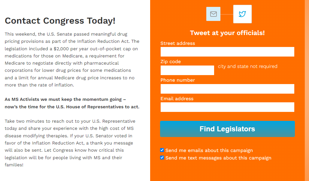 Pre-Written Email/Social Media post for representatives 
