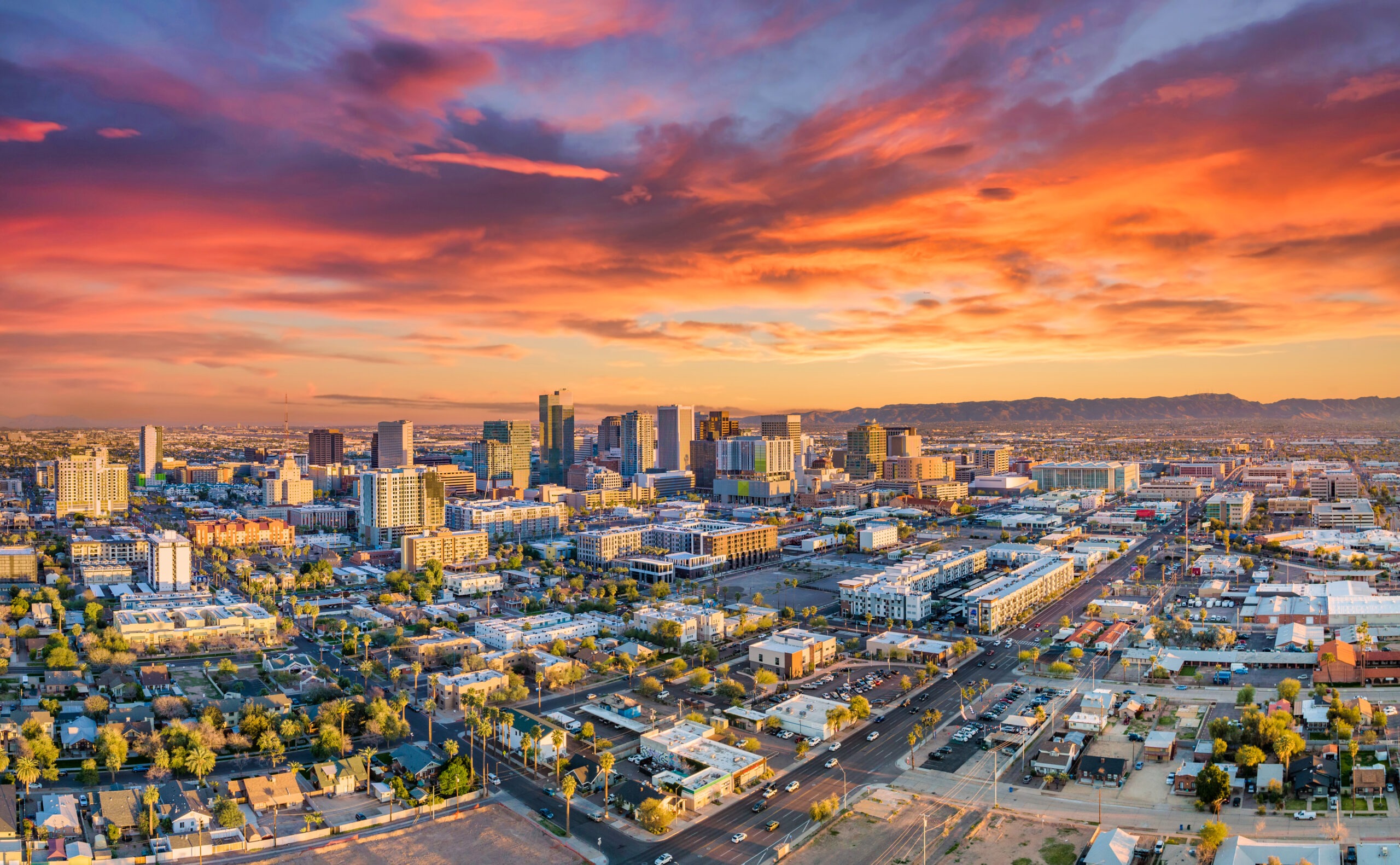 aerial image of downtown phoenix, arizona