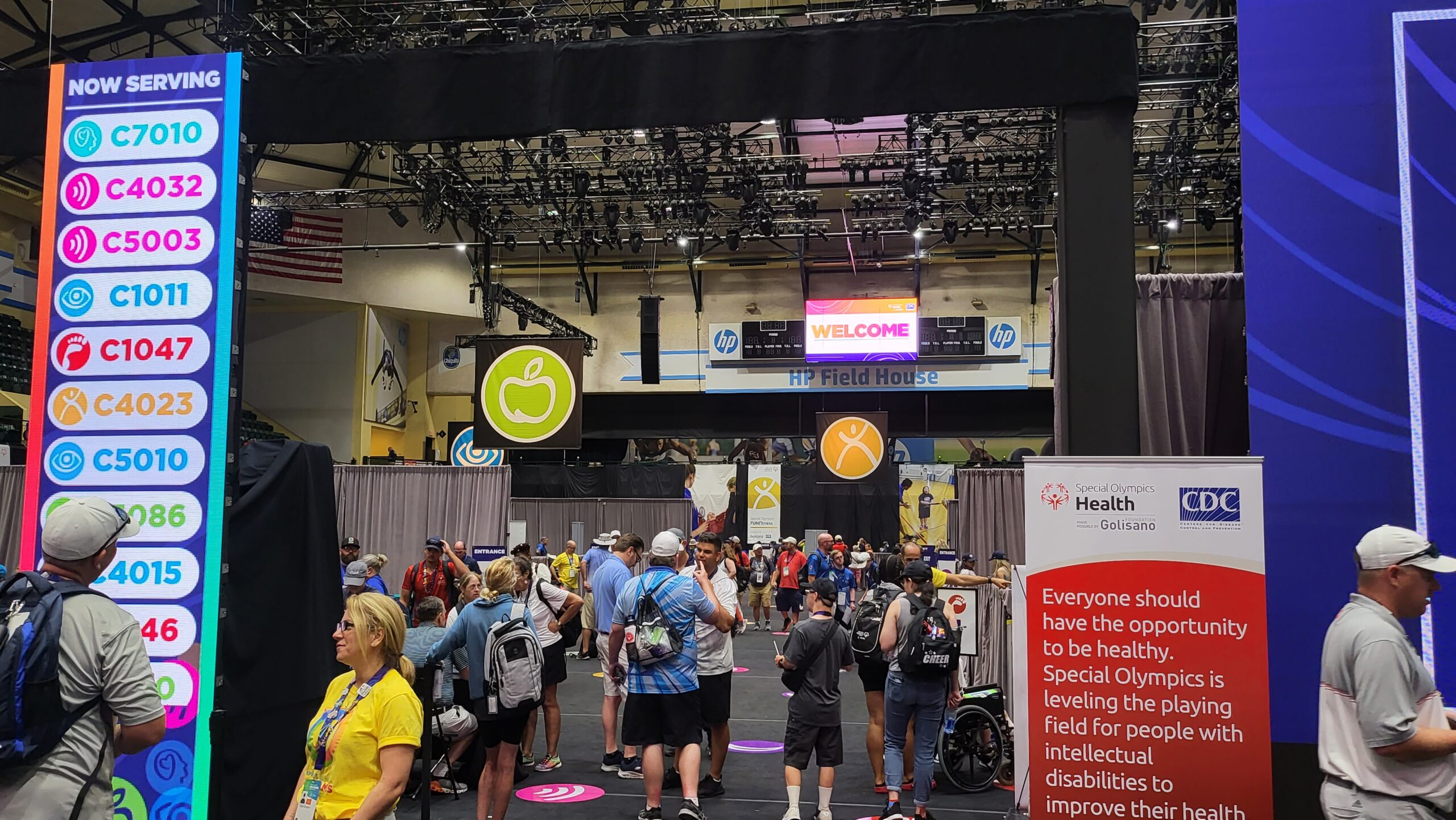people walking around space at special olympics healthy athlete experience