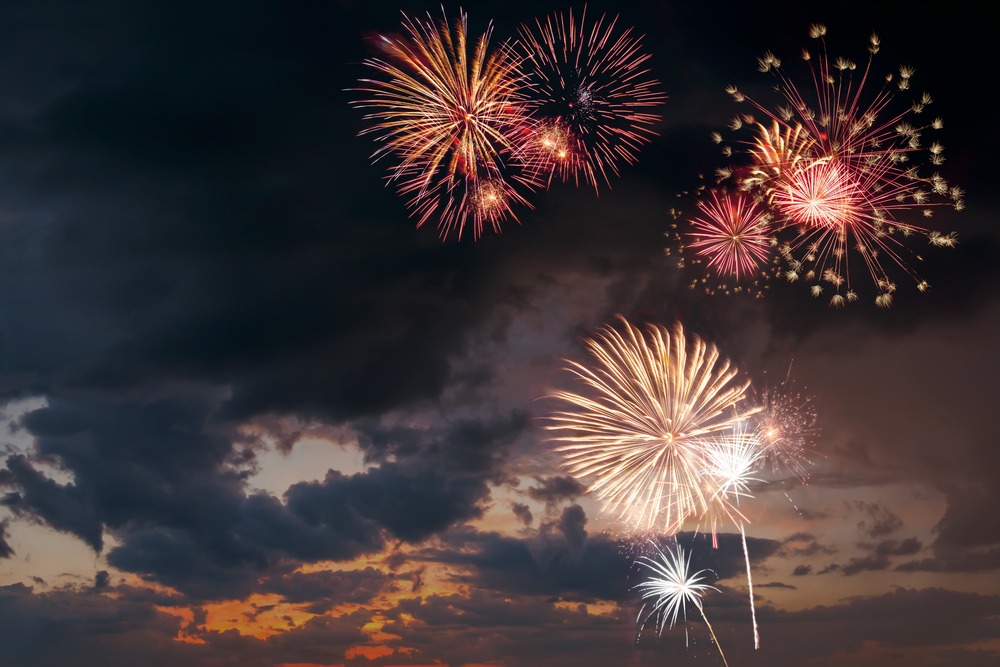 fireworks in the night sky