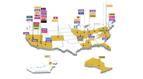map of caesars properties around the united states, canada and the united arab emirates