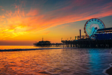 sunrise at santa monica pier