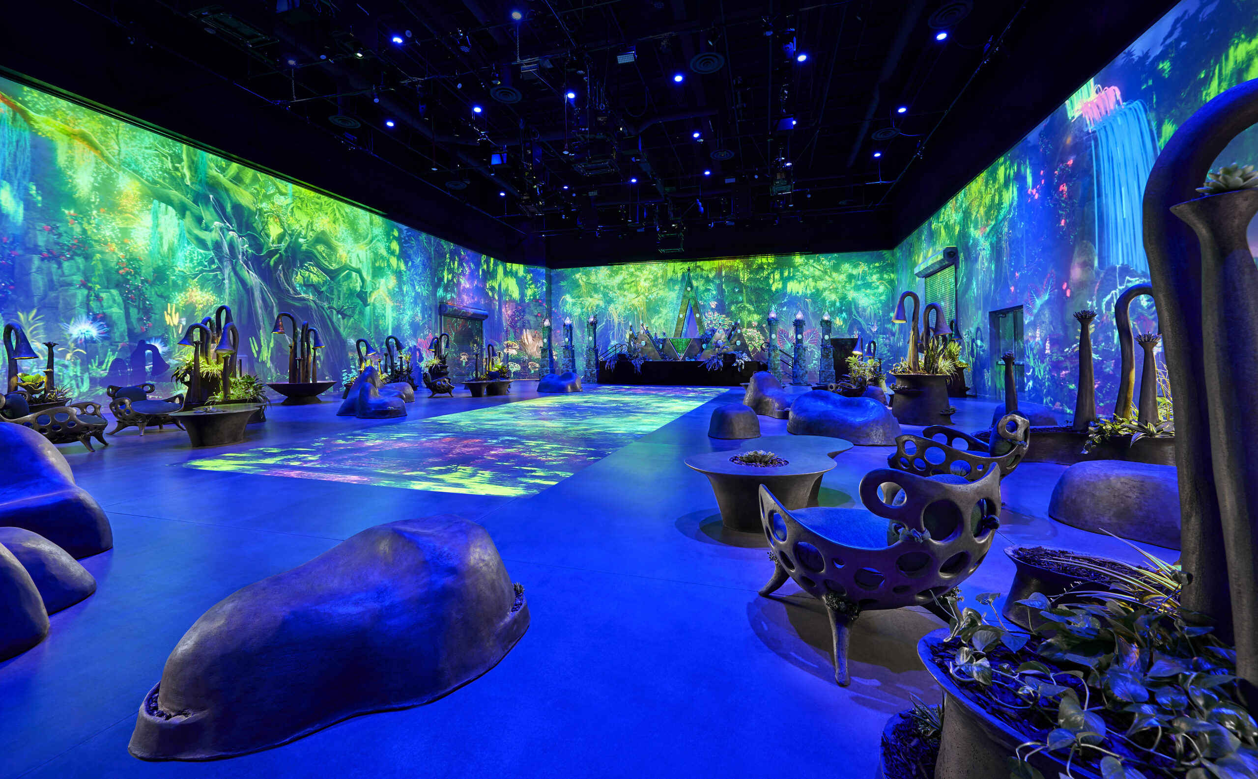 portal space at area15 with bright green walls