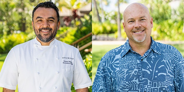 victor palma on left wearing white chef shirt and dan daughtry on right wearing blue dress shirt