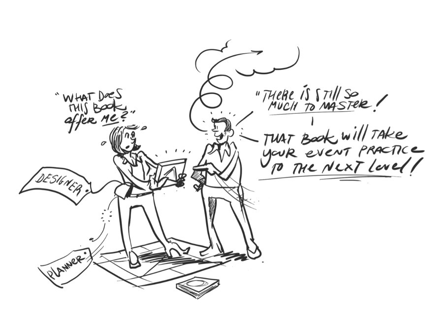 black and white illustration of two people talking