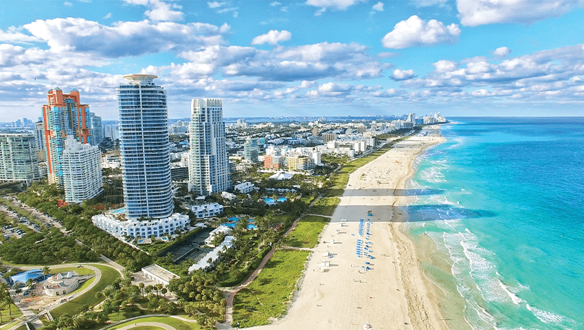 aerial view of south beach in miami beach, florida