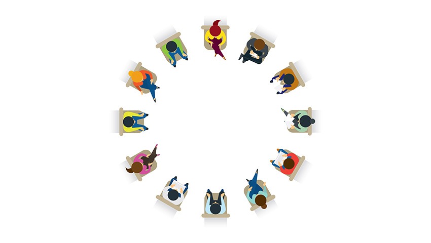 view from above, People Sitting on Chairs in Circle