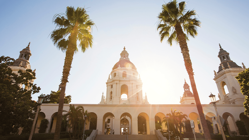 frontal view of pasadena city hall