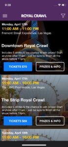 phone screenshot of royal crawl interface