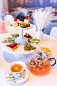 tea and various small snacks