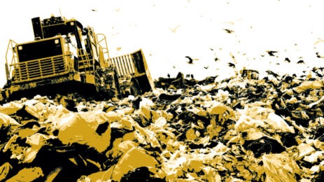 oversaturated image of dump truck at dump