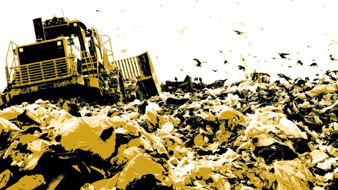 oversaturated image of dump truck at dump
