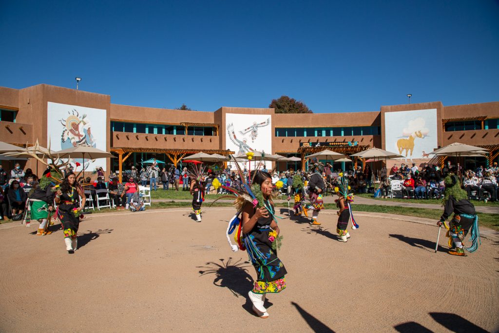 Image of Sky City Buffalo Ram dancers performing.