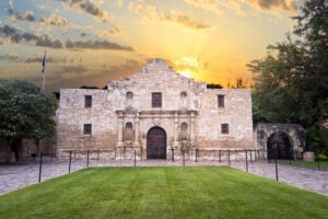 front view of mexican-style building