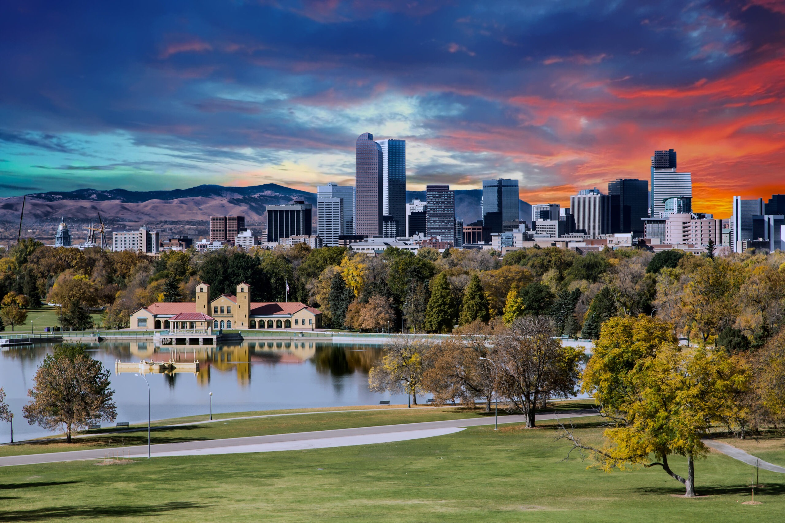 wide shot of city skyline