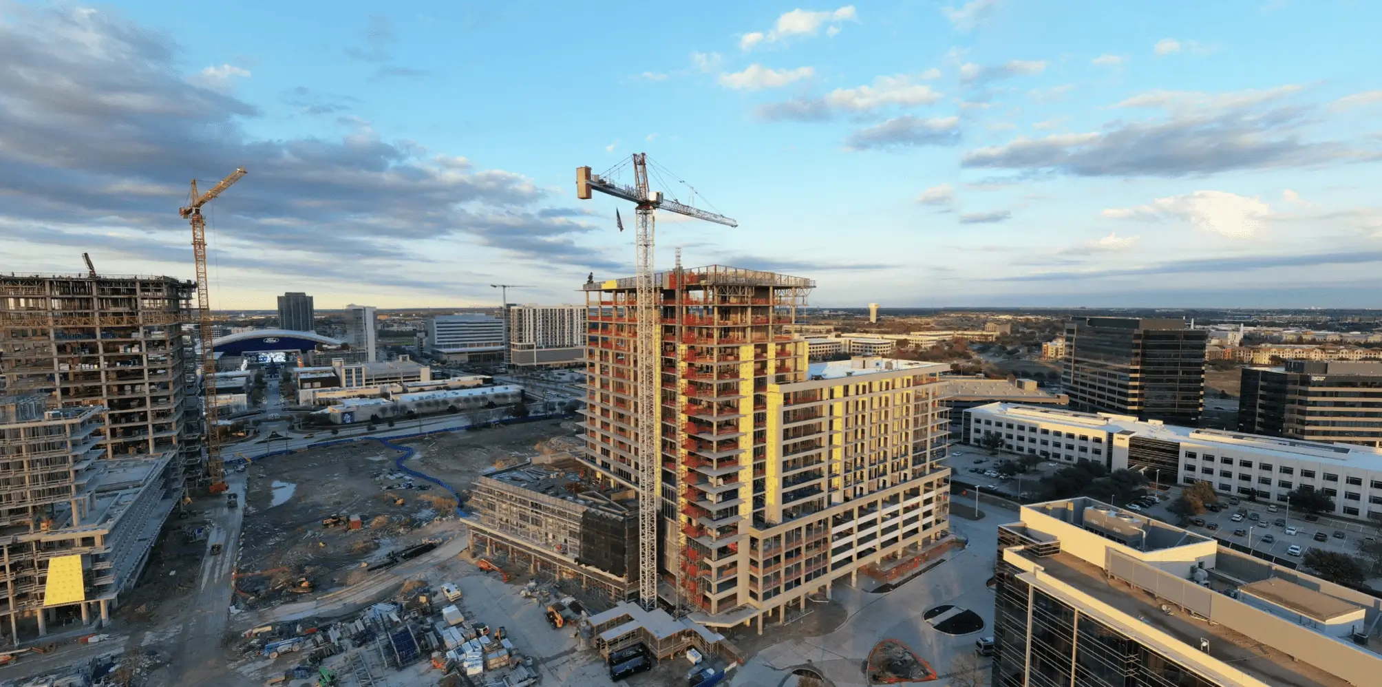 aerial view of hotel construction
