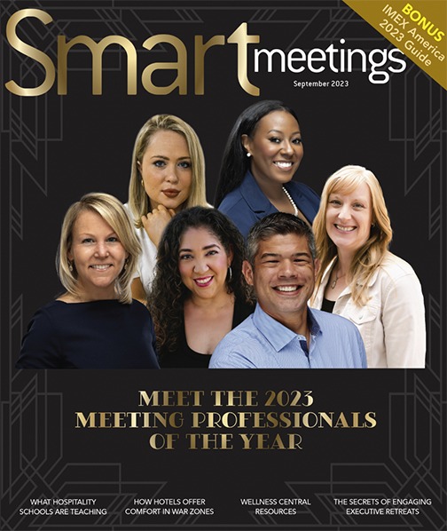 six businesspeople smiling