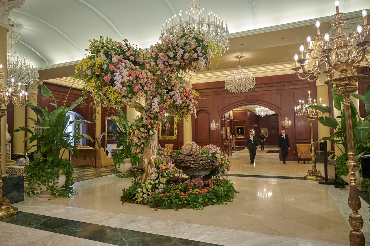 Ed Libby's design installation in The Chateau Lobby at Nemacolin