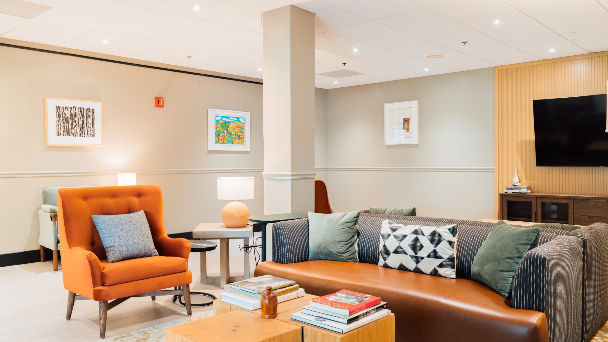 A gathering space at Hotel Downstreet