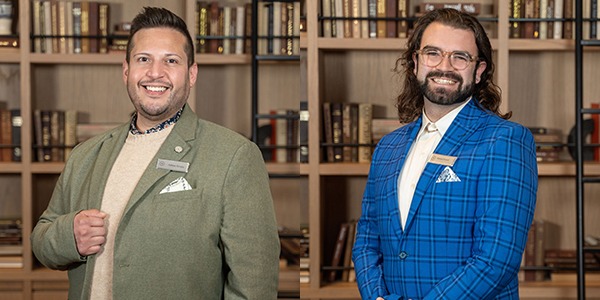 Headshots of Adrion Rivera (left) and Michael Roesel (right)