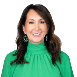 woman wearing light green top