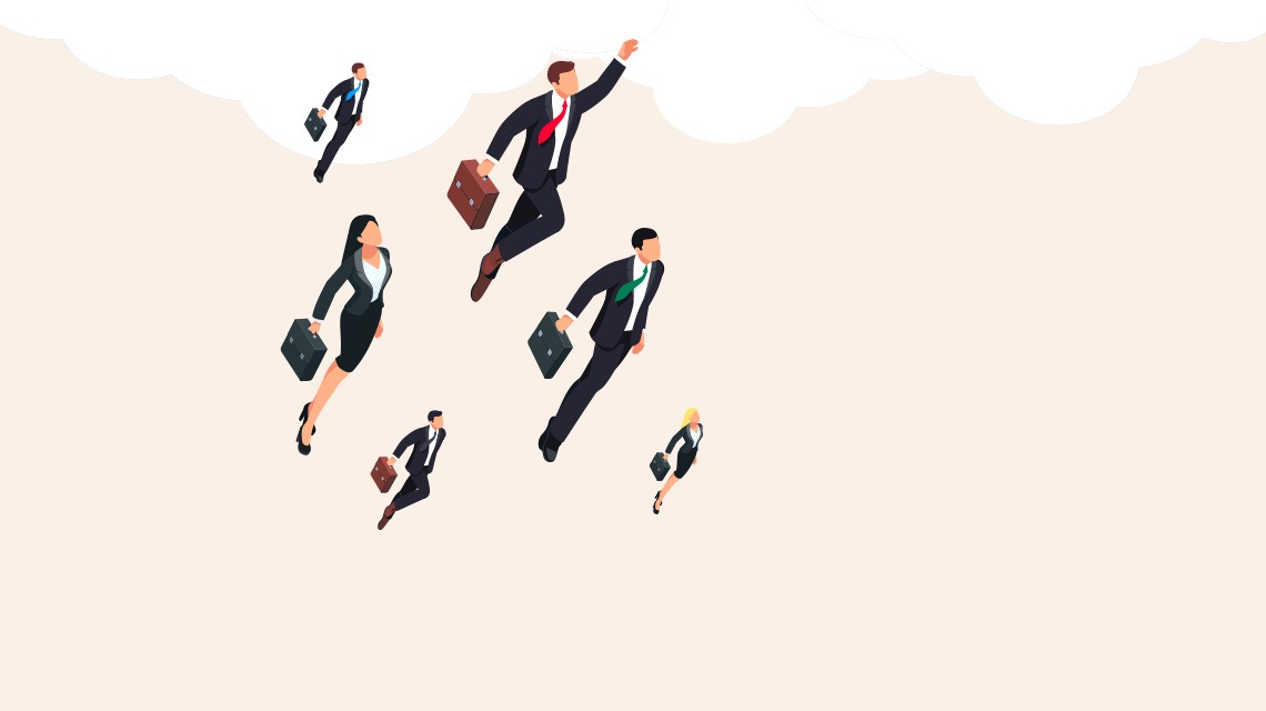 illustration of flying businesspeople