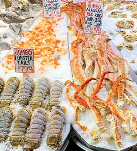 seafood sitting on ice