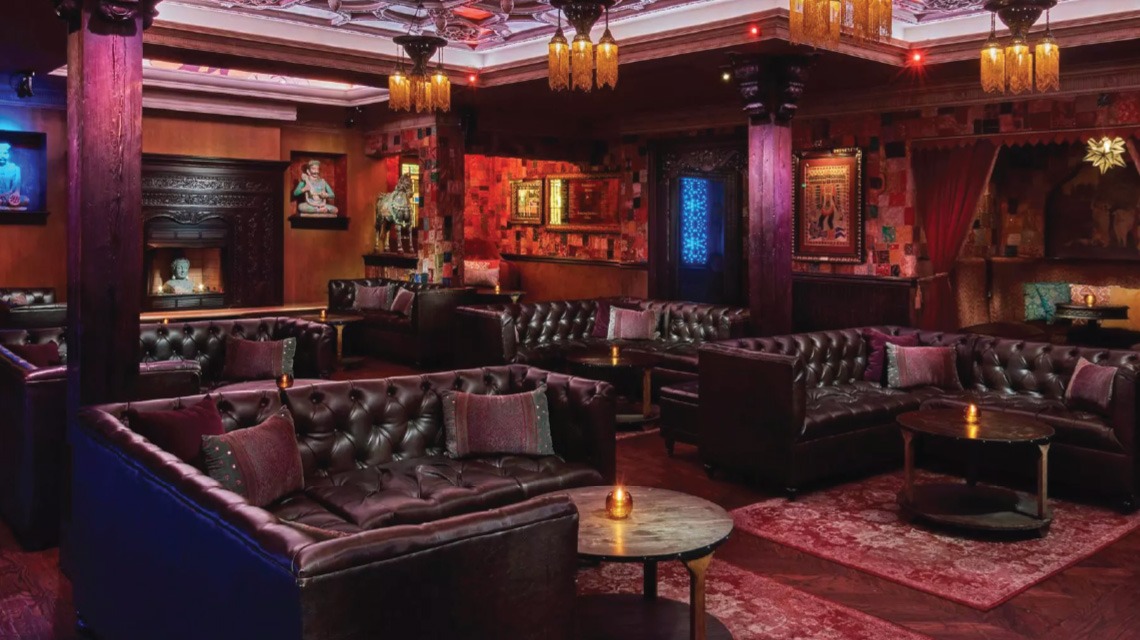 dimly lit lounge