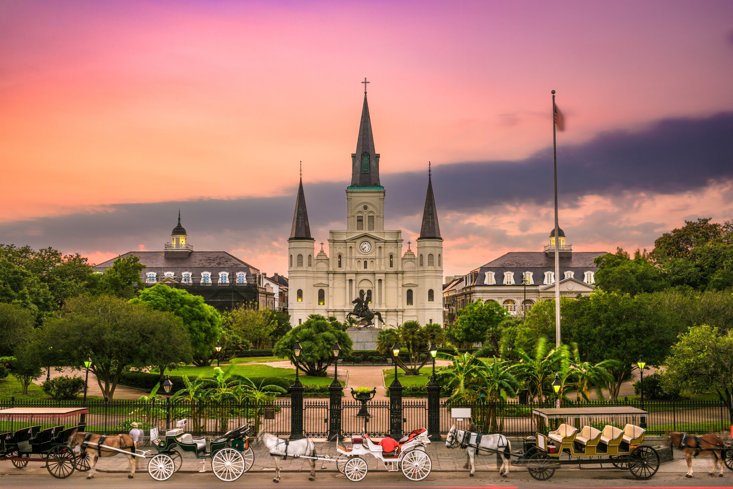 cathedral building in front of pink sky