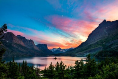 mountains in foreground of lake