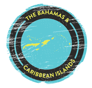 blue stamp of map of caribbean