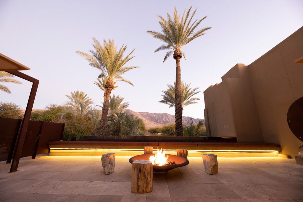 outdoor space of seats around firepit