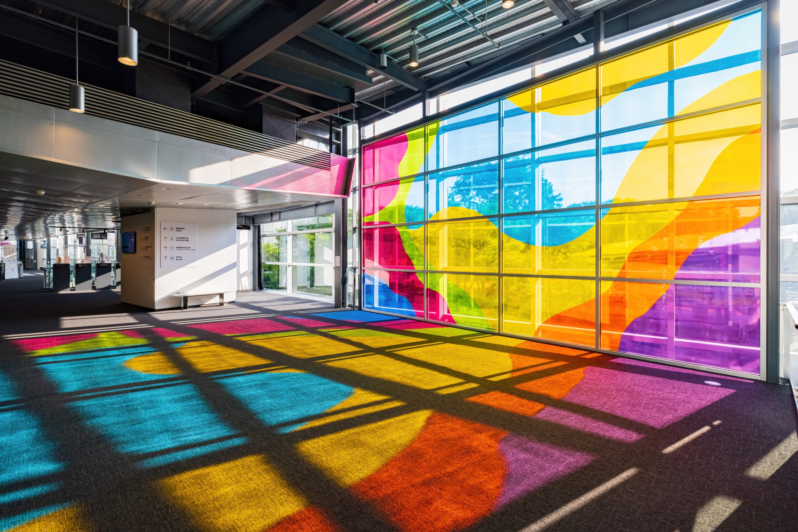 room with colorful glass windor