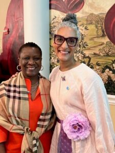 two women smiling