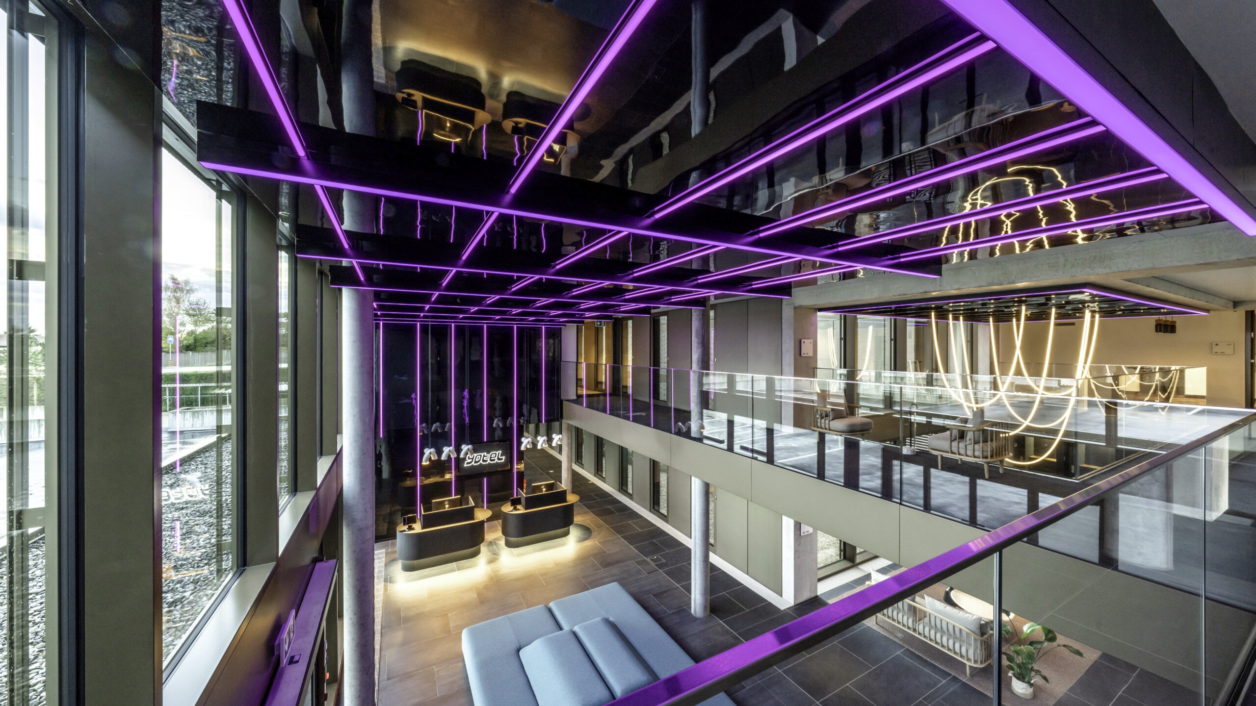 YOTEL Geneva lobby from upstairs