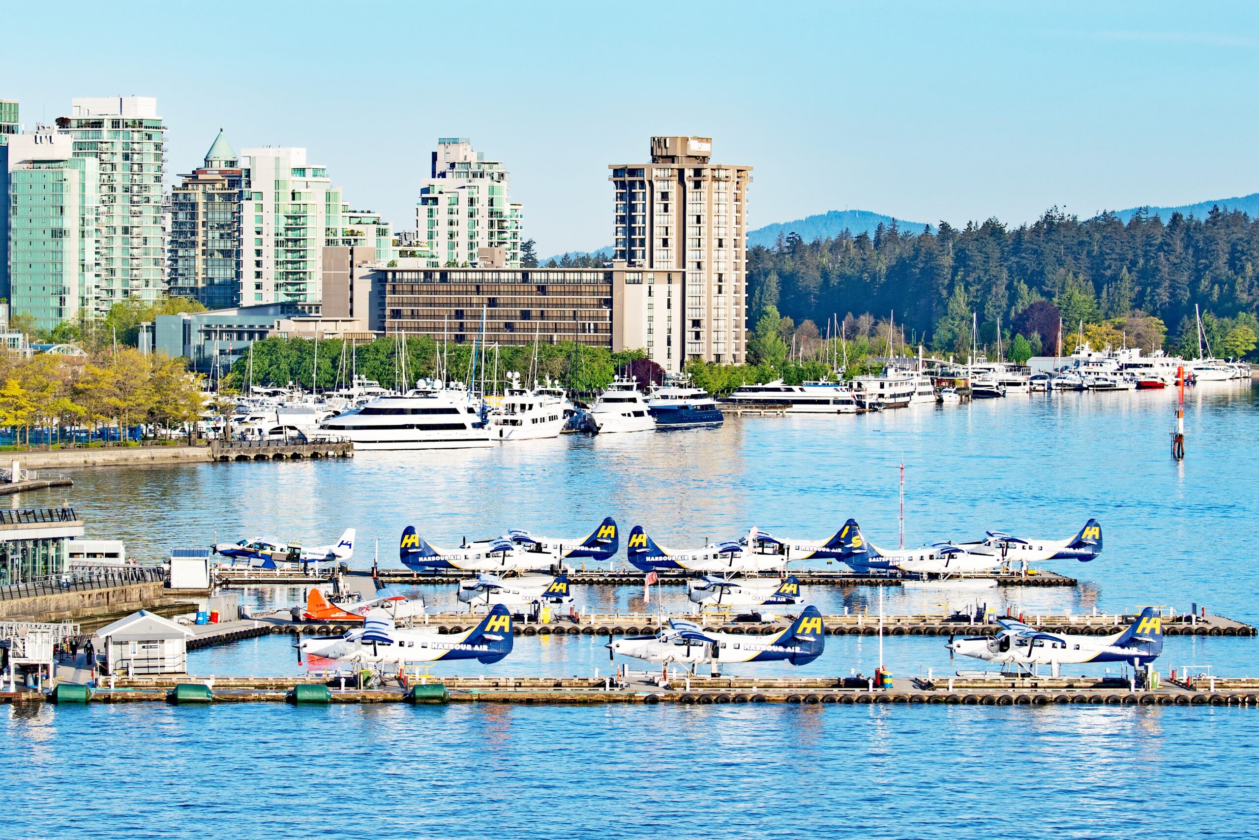 marina in front of Vancouver&rsquo;s Harbour Air Seaplane Terminal